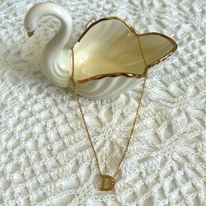 NWT Stainless Steel Gold Tone Initial Pendant Necklace D